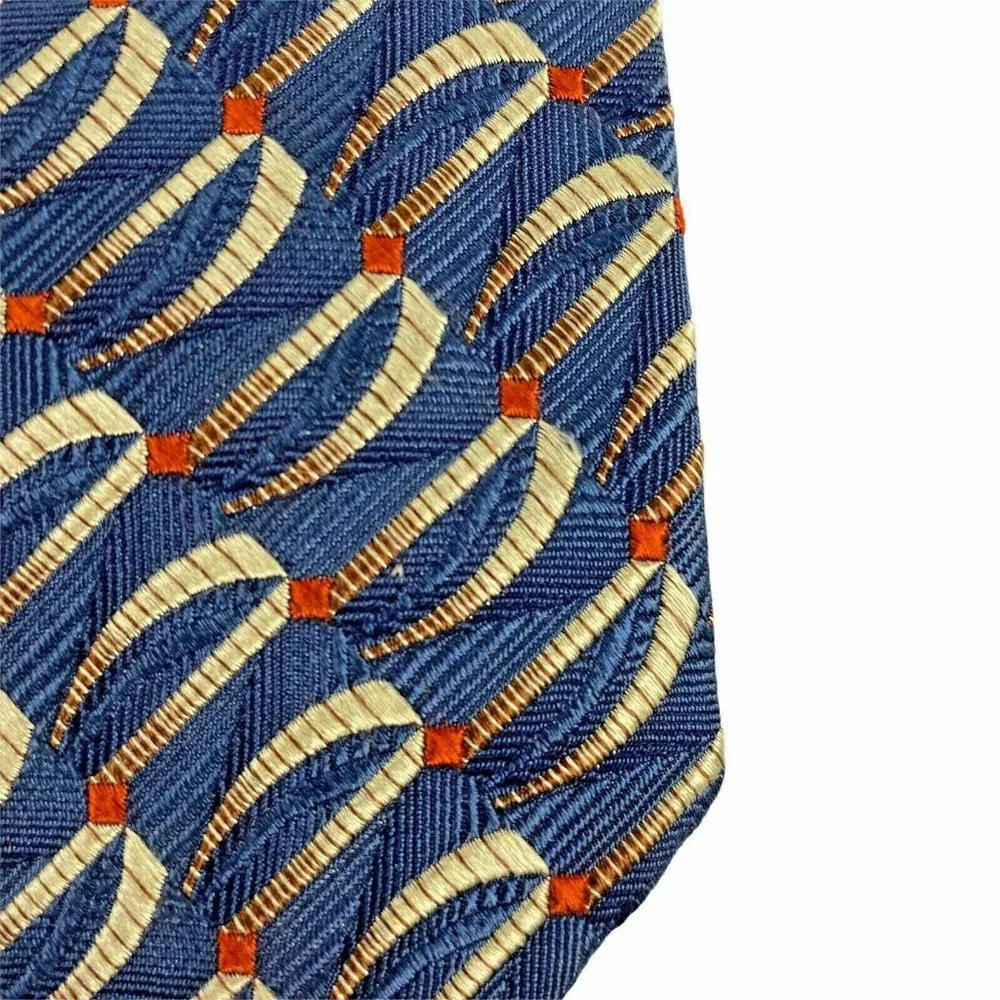 JOS‎ A BANK Blue Gold Interlocking Geometric Tie